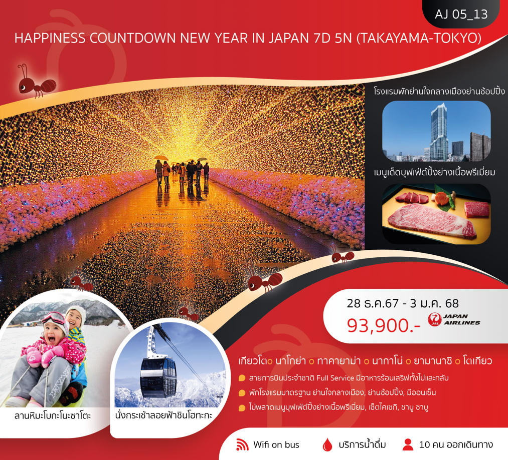 ทัวร์ญี่ปุ่น HAPPINESS COUNTDOWN NEW YEAR IN JAPAN 7วัน 5คืน (JL)