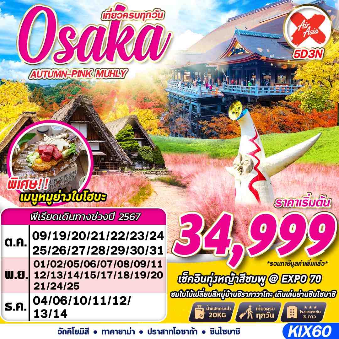 ทัวร์ญี่ปุ่น OSAKA AUTUMN-PINK MUHLY 5วัน 3คืน (XJ)